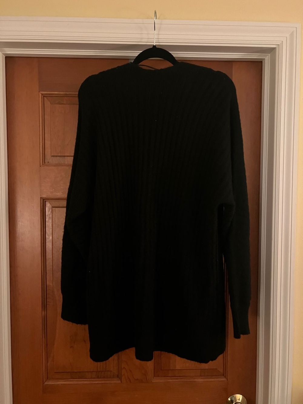 LOFT Black Ribbed Open-Front Cardigan - Picture 4 of 4